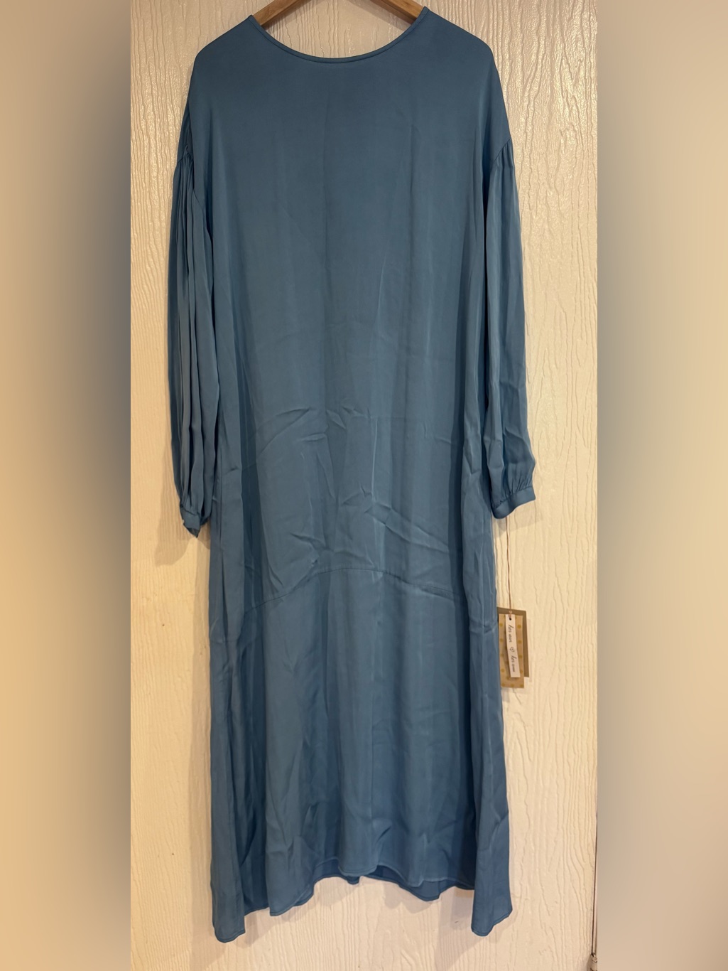 Nwt Her Shirt Her Dress Sky Blue Midi Dress Silk Blend Long Sleeve Size Xs